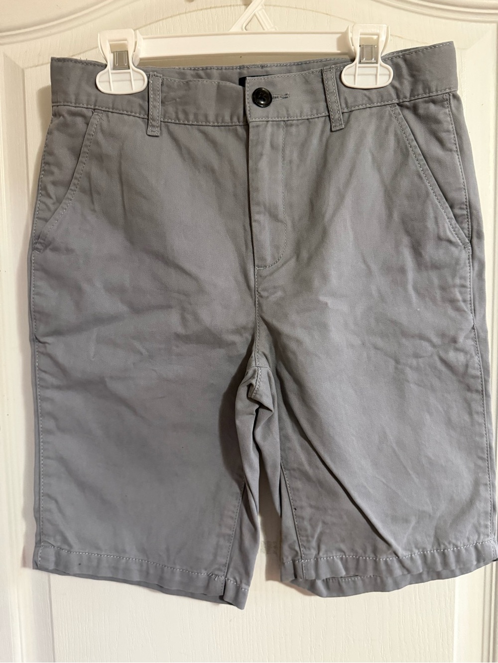 Place Boys Gray Flat-Front Cotton Shorts